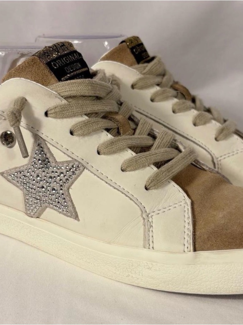 Vintage Havana White and Tan Rhinestone Star Sneakers